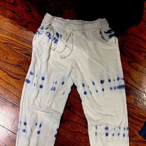 White and Blue Tie dye Sweatpants